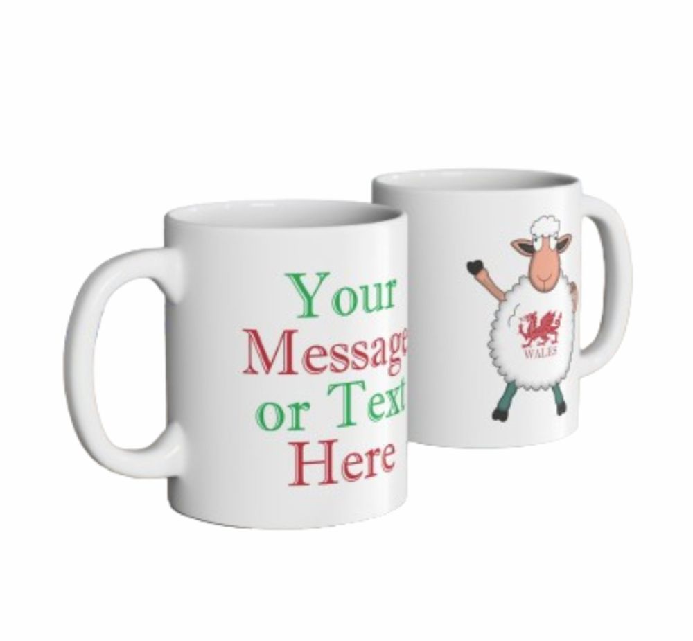 Personalised Welsh Mug  - Welsh Sheep & Message